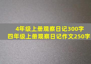 4年级上册观察日记300字 四年级上册观察日记作文250字